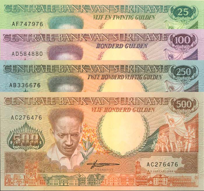 Suriname Set of 4 - Foreign Paper Money